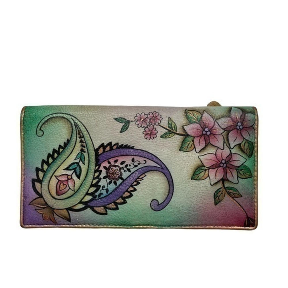 Anuschka painted floral paisley leather wallet